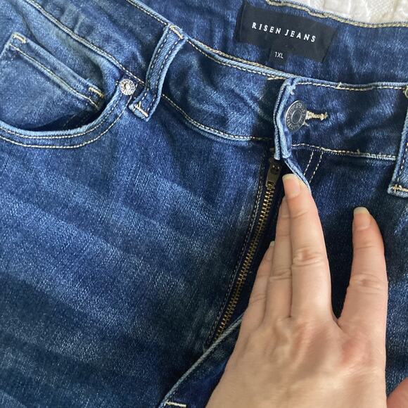 Risen Jeans Flare Bell bottoms Women’s stretch jeans size 1XL High rise waist - Picture 8 of 16